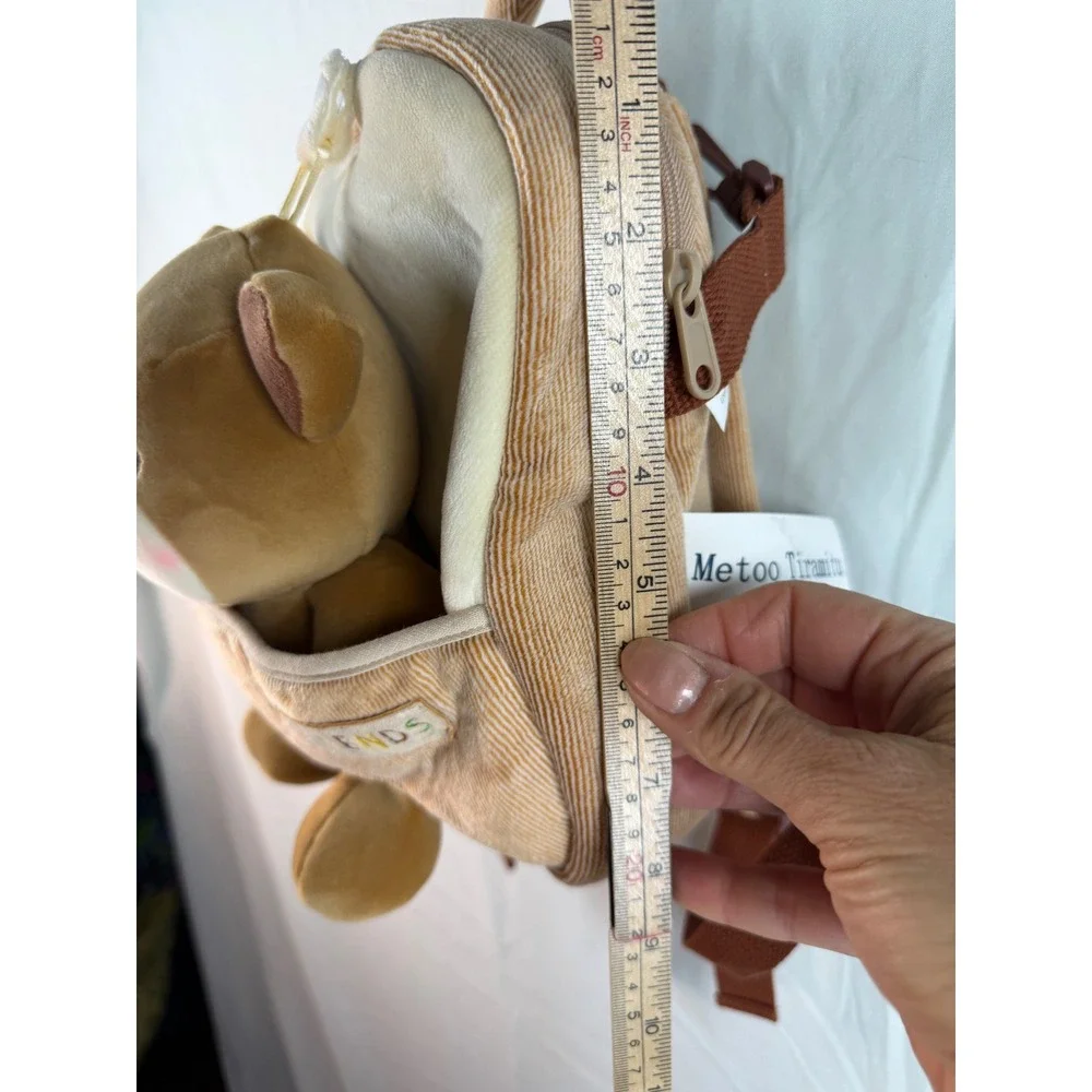 Metoo Tiramitu Kids Corduroy Teddy Bear Backpack Plush Toy Brown Tan Toddler Bag